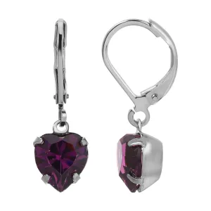 1928 Jewelry Euro Amethyst Heart Crystal Drop Earrings 1928 Jewelry