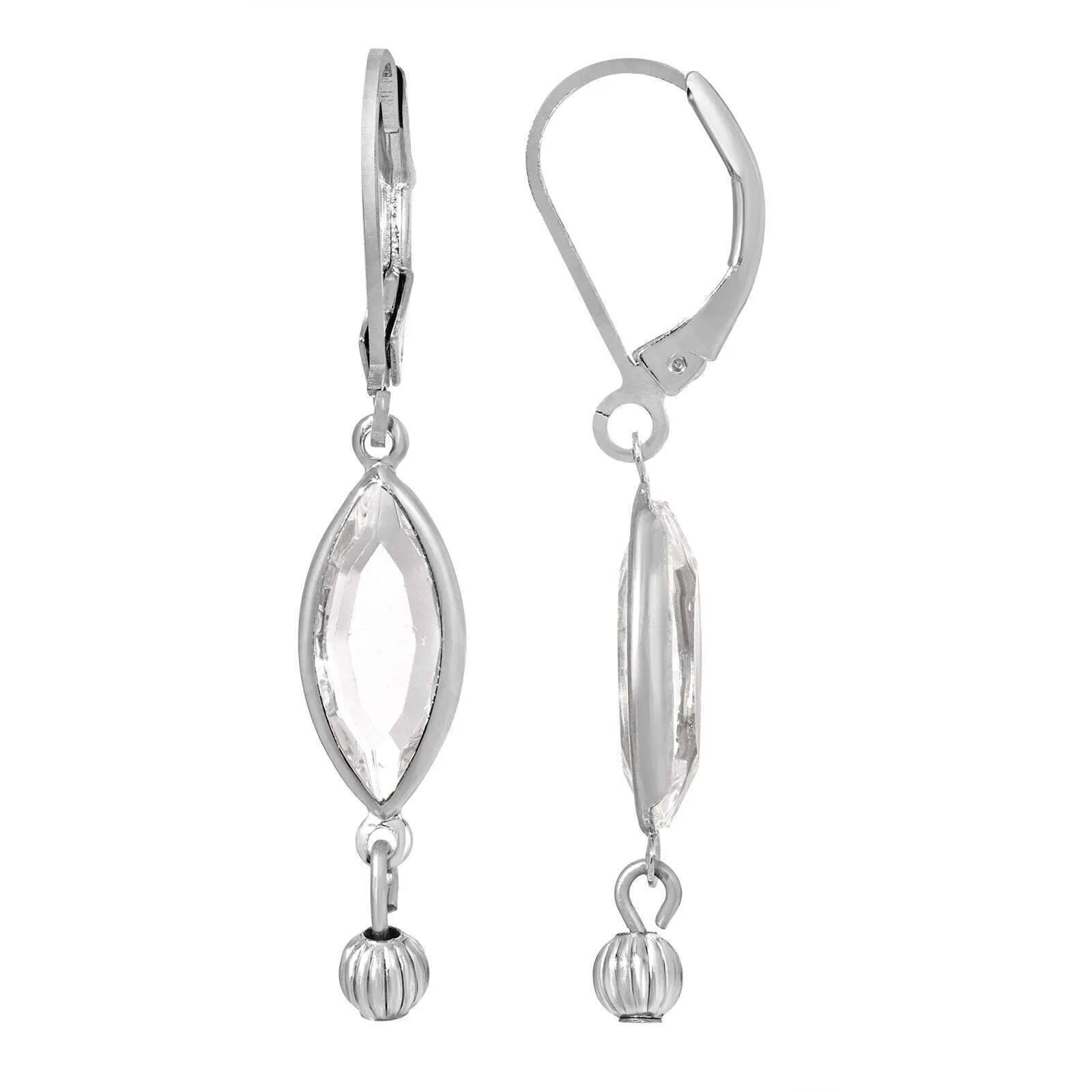 1928 Jewelry Euro Clear Crystal Fluted Bead Drop Earrings 1928 Jewelry