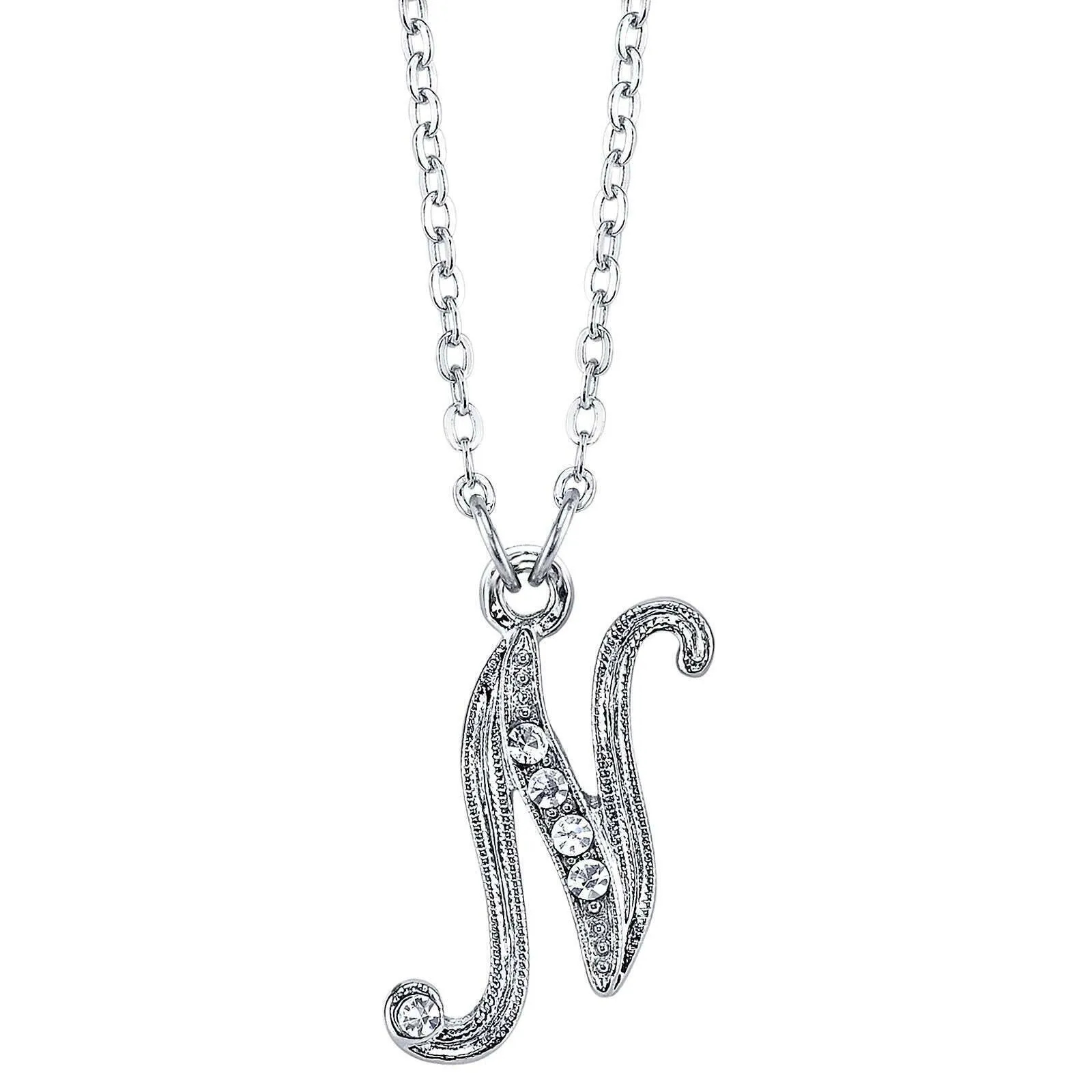 1928 Jewelry European Crystal Initial Necklace 16"   3" Extender 1928 Jewelry