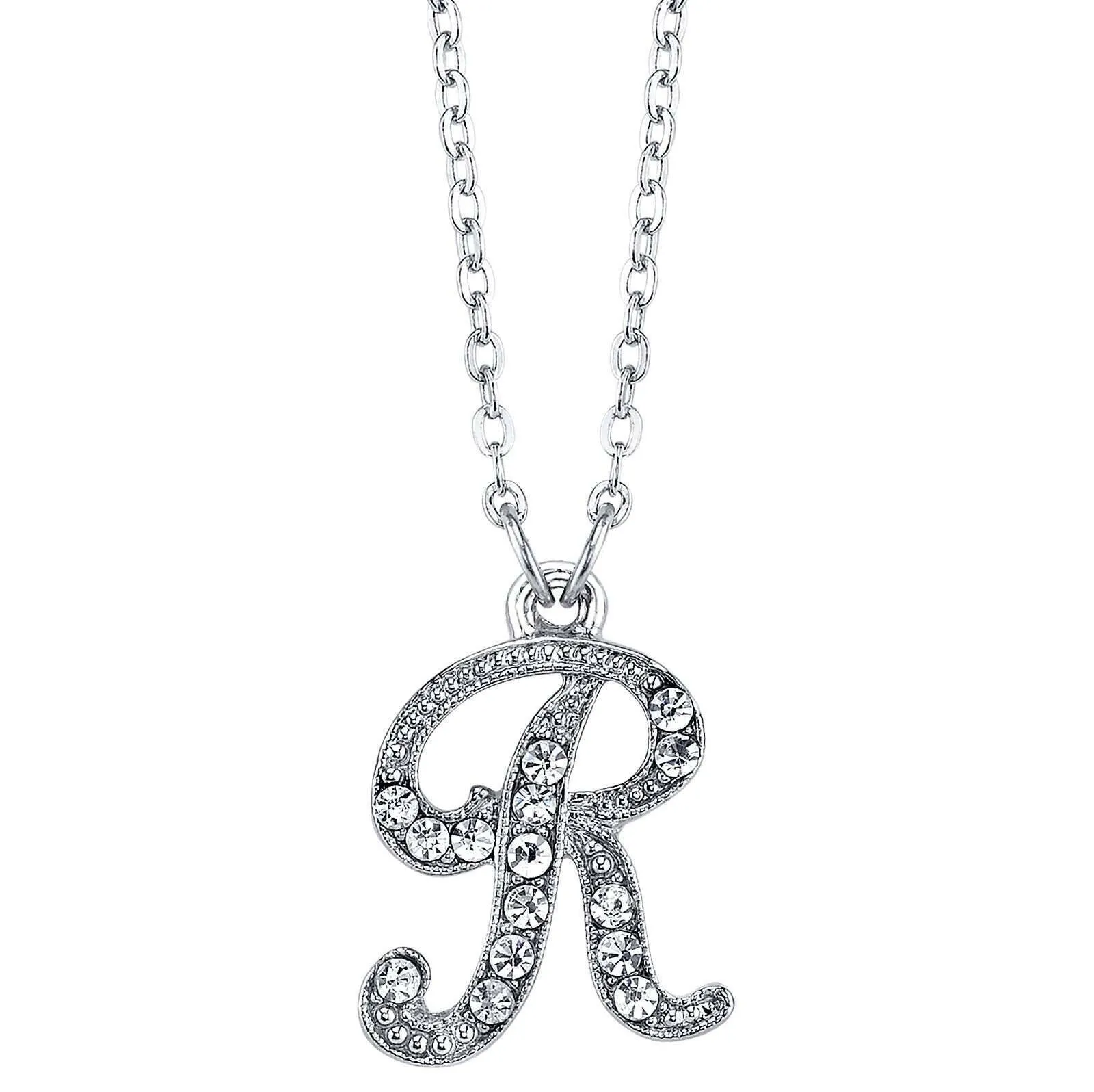1928 Jewelry European Crystal Initial Necklace 16"   3" Extender 1928 Jewelry