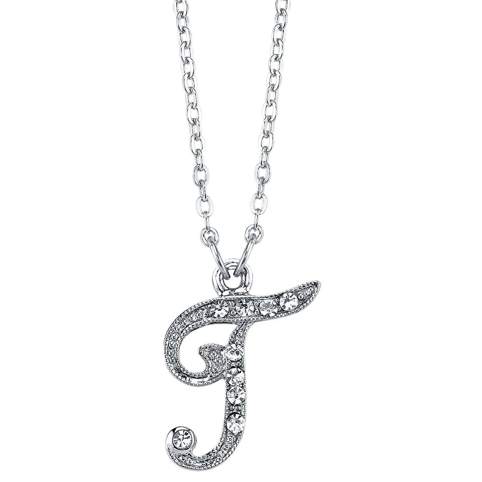 1928 Jewelry European Crystal Initial Necklace 16"   3" Extender 1928 Jewelry