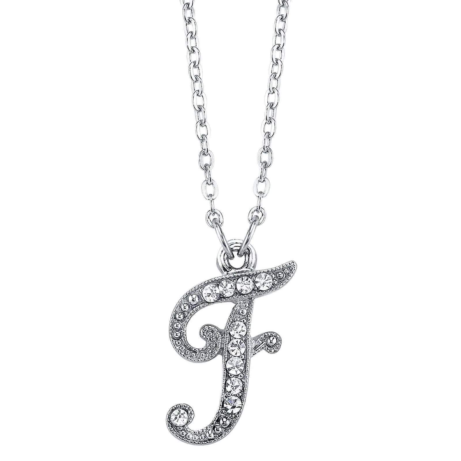 1928 Jewelry European Crystal Initial Necklace 16"   3" Extender 1928 Jewelry