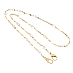 1928 Jewelry Face Mask Chain Holder With Faux Pearls 22 Inch 1928 Jewelry