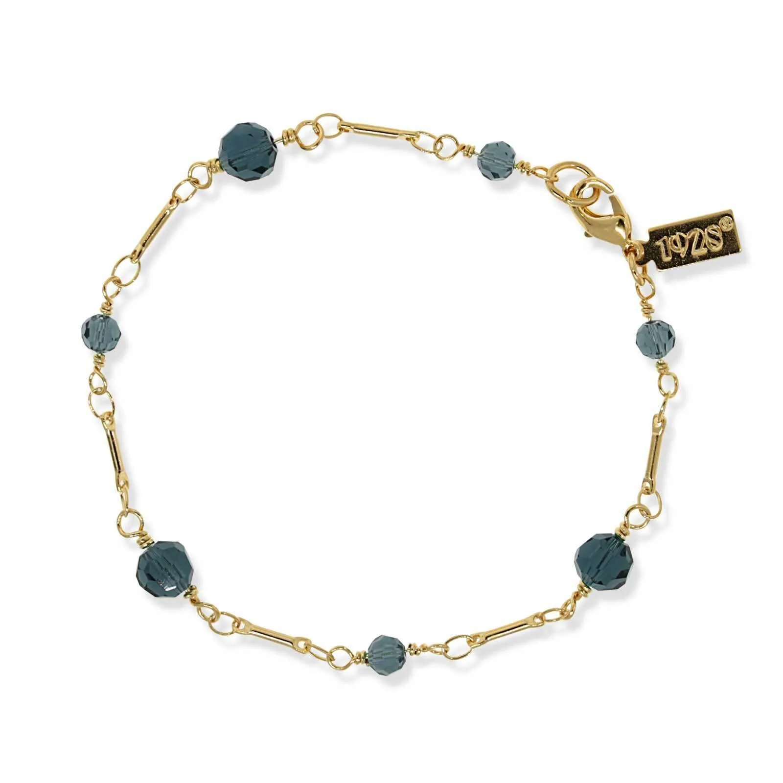 1928 Jewelry Faceted Crystal Beaded Chain Bracelet 7" 1928 Jewelry