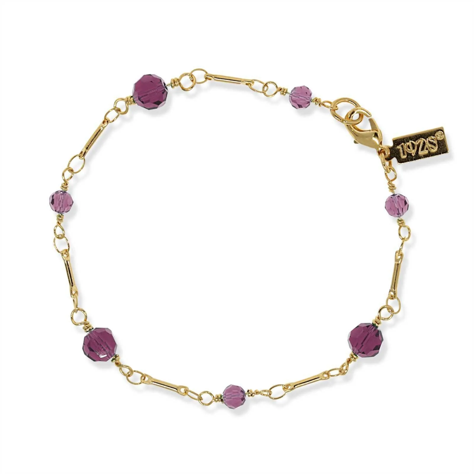 1928 Jewelry Faceted Crystal Beaded Chain Bracelet 7" 1928 Jewelry