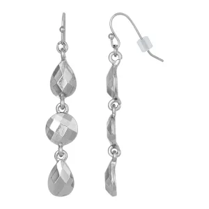1928 Jewelry Faceted Teardrop And Round Shape Linear Earrings 1928 Jewelry