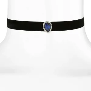 1928 Jewelry Faceted Teardrop Montana Blue Stone Choker 11"   5" Extender 1928 Jewelry