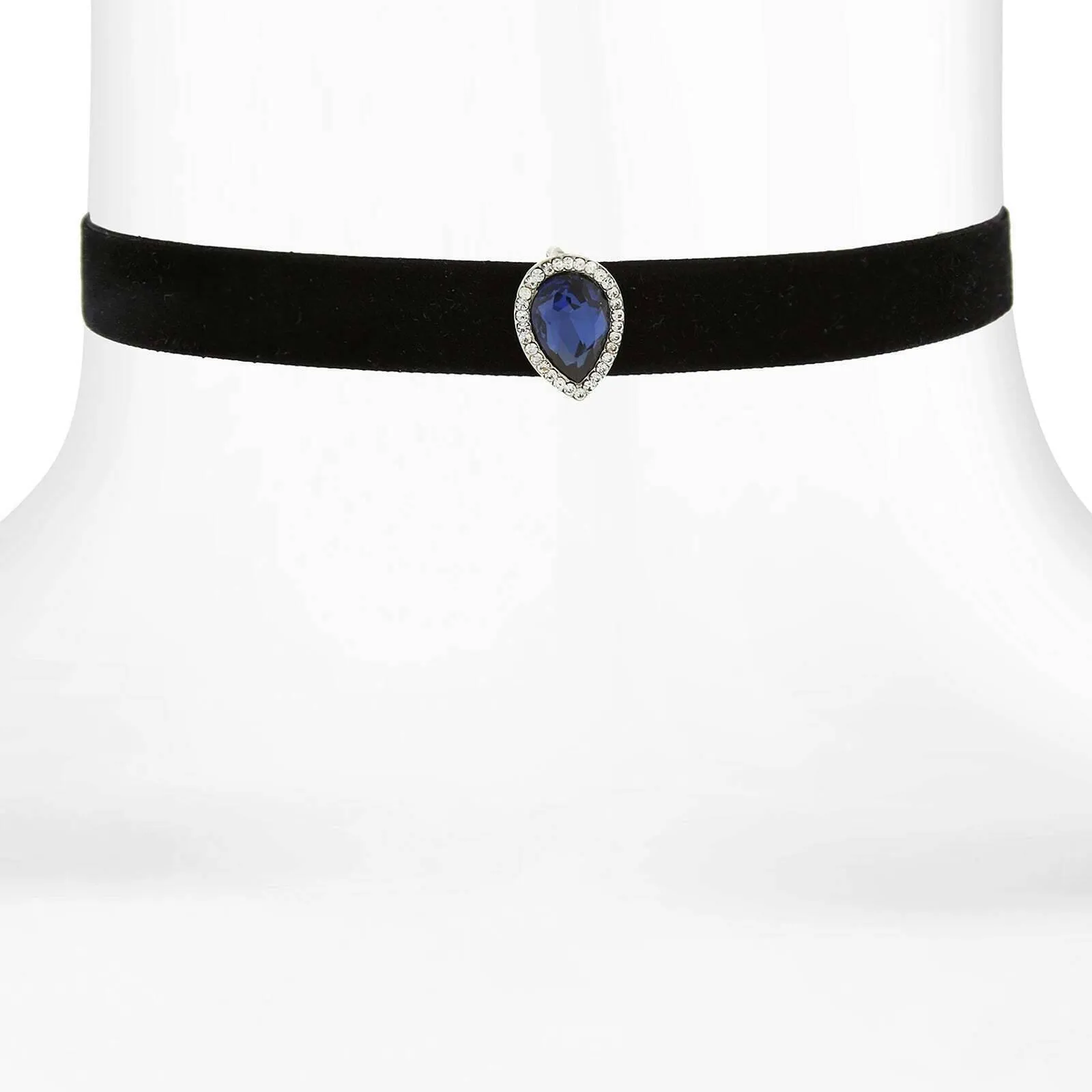 1928 Jewelry Faceted Teardrop Montana Blue Stone Choker 11"   5" Extender 1928 Jewelry