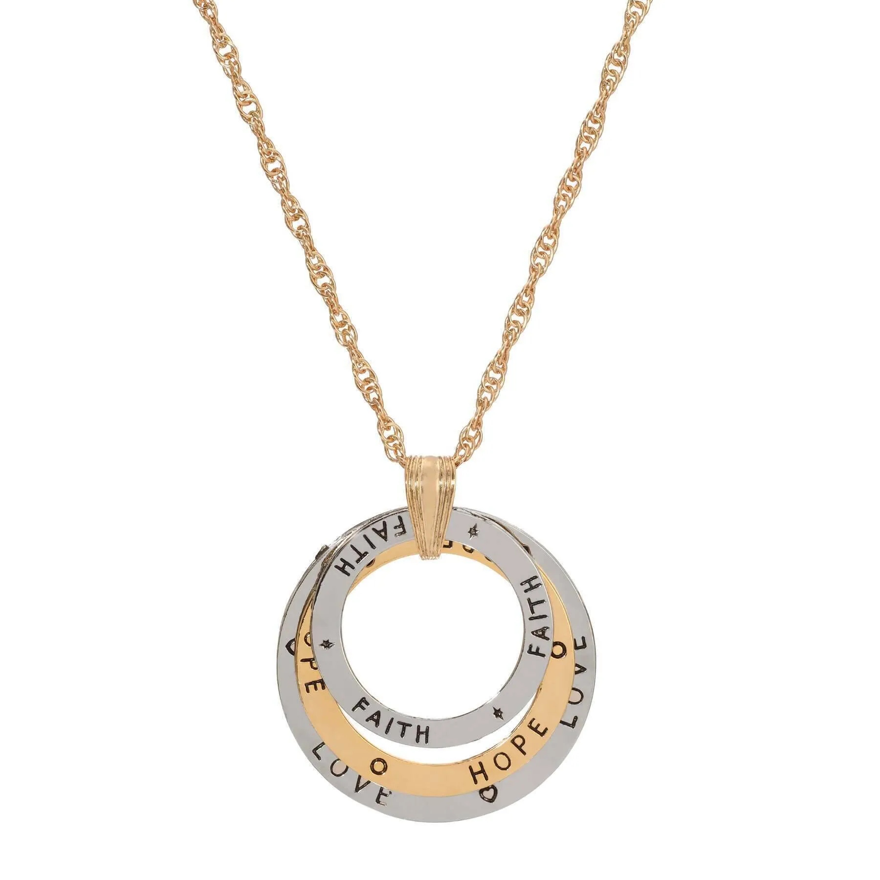 1928 Jewelry Faith, Hope, Love Trinity Rings Pendant Necklace 28" 1928 Jewelry
