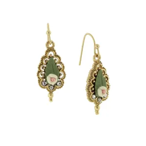 1928 Jewelry Fantasia Porcelain Rose Drop Earrings 1928 Jewelry