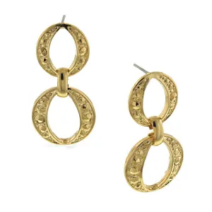 1928 Jewelry Faux Marcasite Doubled Circle Linked Dangle Earrings 1928 Jewelry