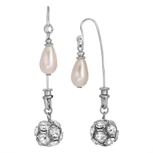 1928 Jewelry Faux Pearl & Crystal Fireball Drop Earrings 1928 Jewelry