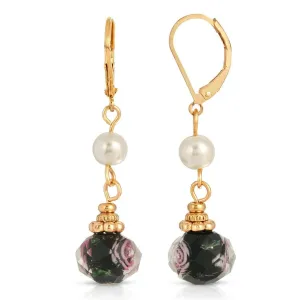 1928 Jewelry Faux Pearl And Black Bel Fiore Drop Bead Earrings 1928 Jewelry