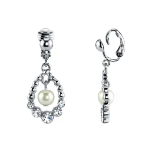1928 Jewelry Faux Pearl And Crystal Clip On Drop Earrings 1928 Jewelry
