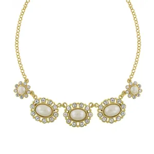 1928 Jewelry Faux Pearl And Crystal Collar Necklace 16"   3" Extender 1928 Jewelry