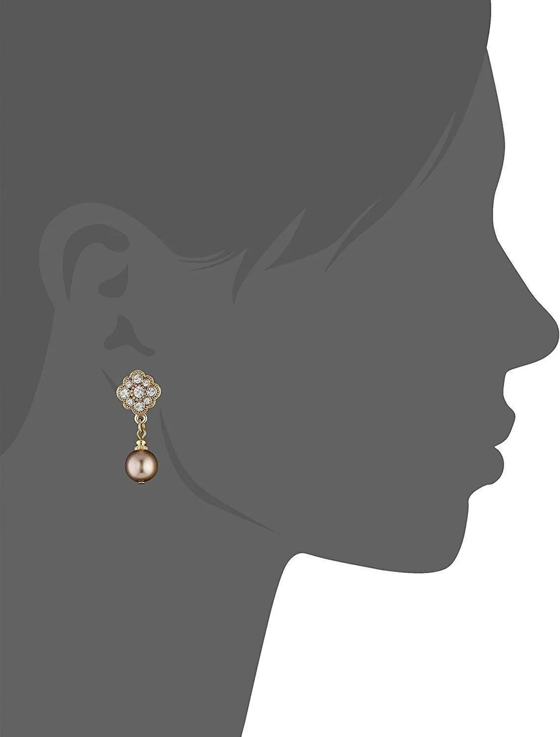 1928 Jewelry Faux Pearl and Floral Crystal Post Earrings 1928 Jewelry