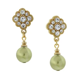 1928 Jewelry Faux Pearl and Floral Crystal Post Earrings 1928 Jewelry