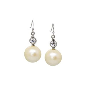 1928 Jewelry Faux Pearl Baubles & Crystals Drop Earrings - Large 1928 Jewelry