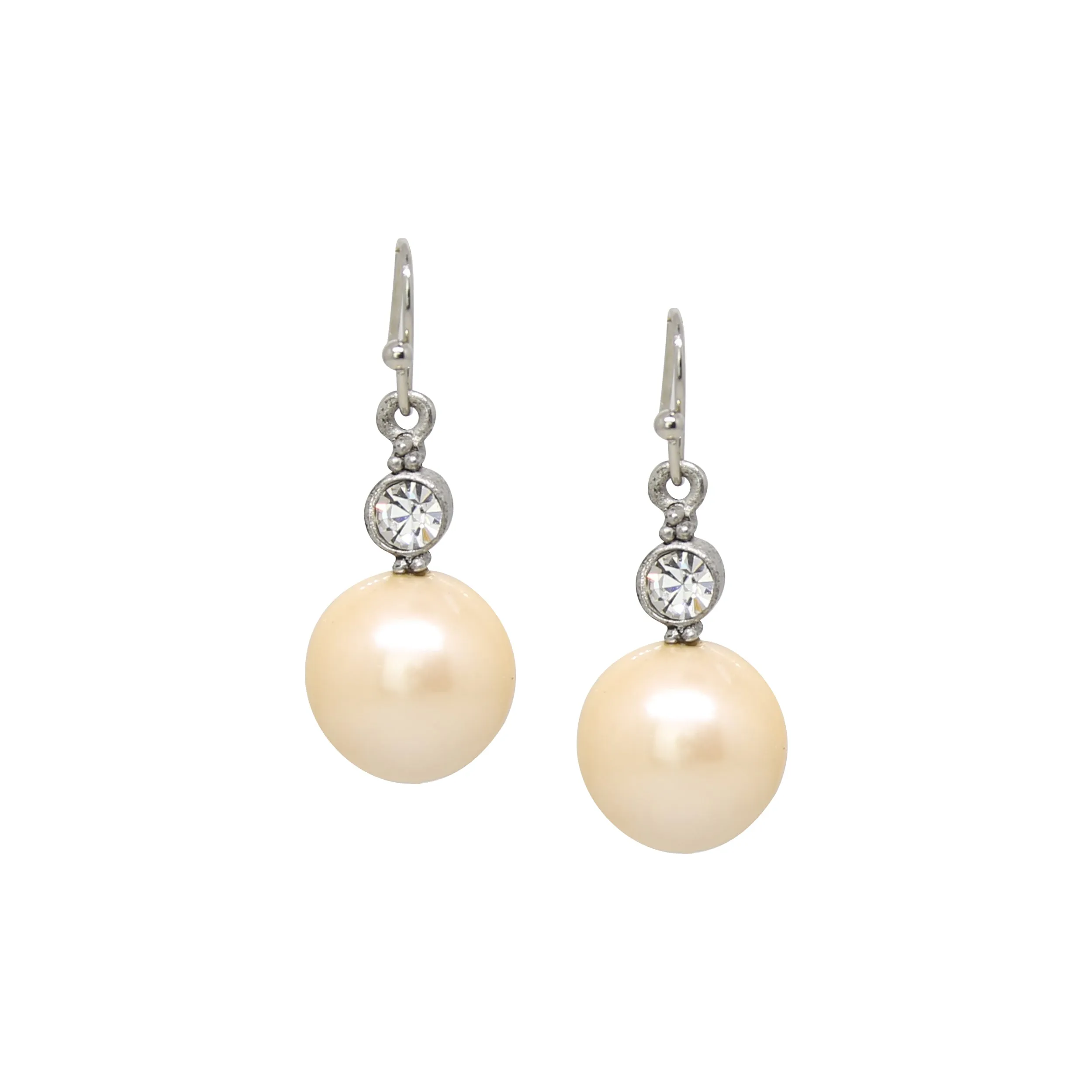 1928 Jewelry Faux Pearl Baubles & Crystals Drop Earrings - Small 1928 Jewelry