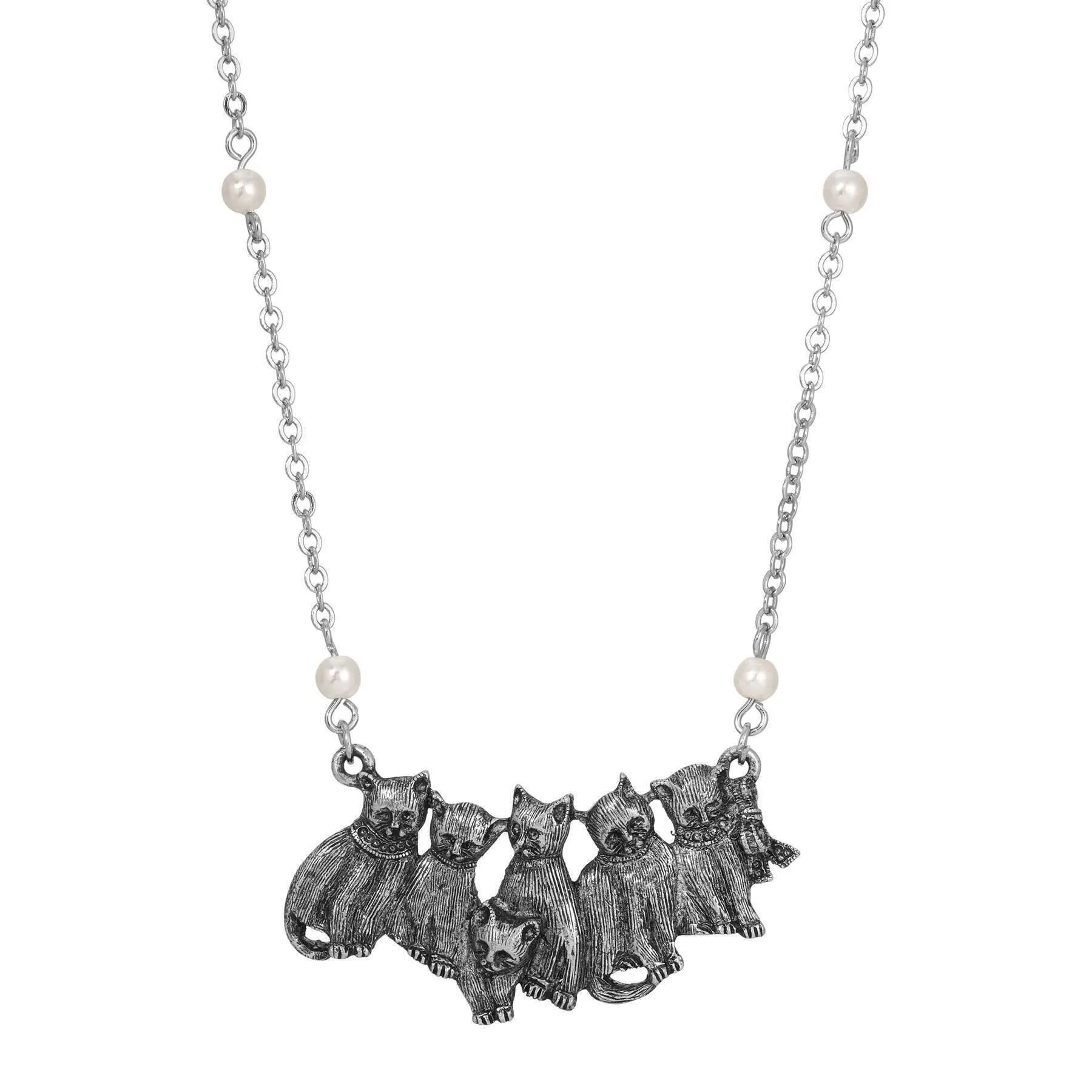1928 Jewelry Faux Pearl Clowder Pendant Necklace 16"   3" Extension 1928 Jewelry