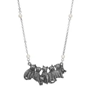 1928 Jewelry Faux Pearl Clowder Pendant Necklace 16"   3" Extension 1928 Jewelry