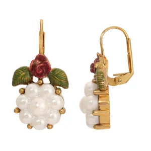 1928 Jewelry Faux Pearl Flower & Rose Drop Earrings 1928 Jewelry