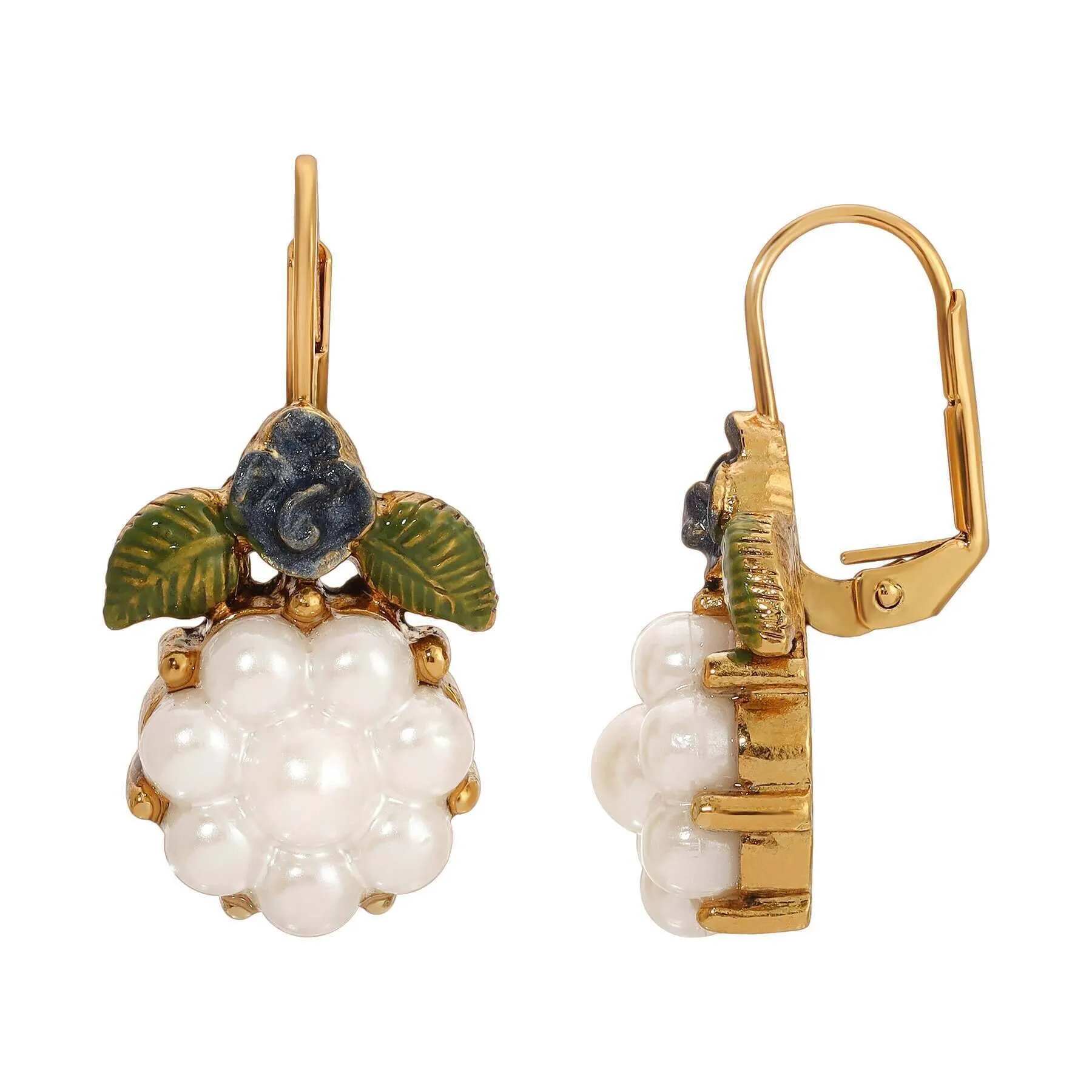 1928 Jewelry Faux Pearl Flower & Rose Drop Earrings 1928 Jewelry