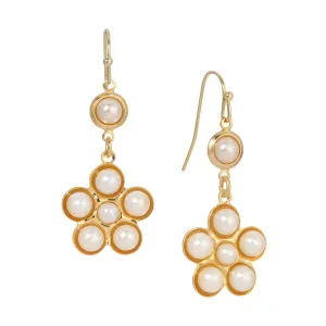 1928 Jewelry Faux Pearl Flower Drop Earrings 1928 Jewelry