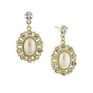 1928 Jewelry Faux Pearl Oval Drop Earrings 1928 Jewelry