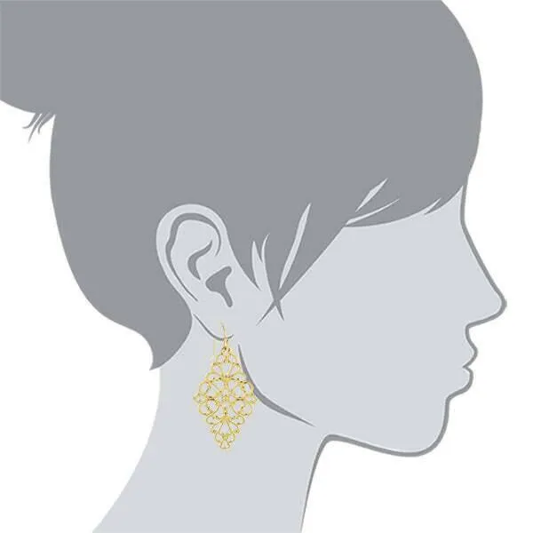 1928 Jewelry Filigree Diamond Drop Earrings 1928 Jewelry
