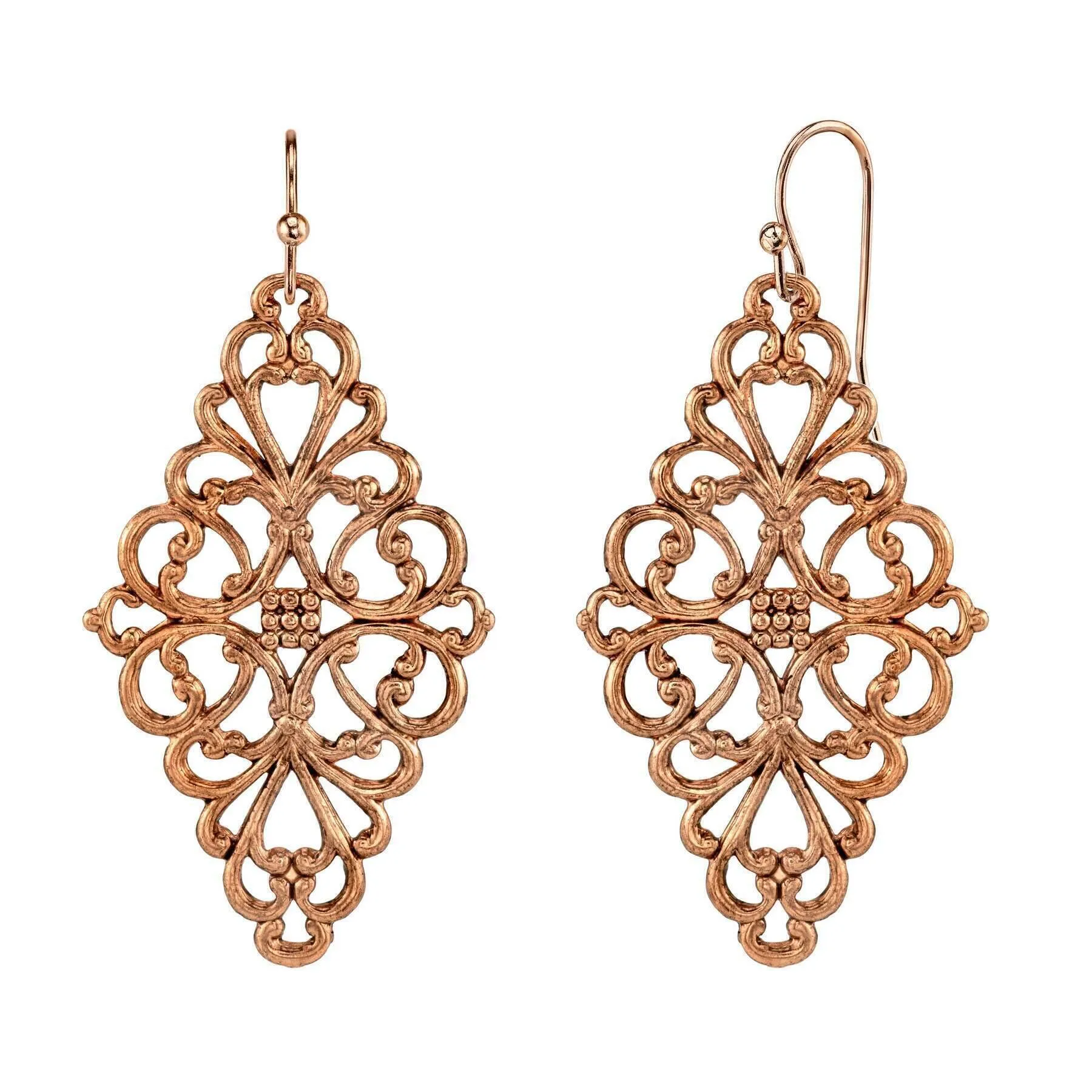 1928 Jewelry Filigree Diamond Drop Earrings 1928 Jewelry