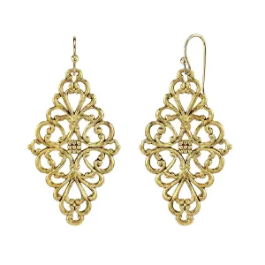 1928 Jewelry Filigree Diamond Drop Earrings 1928 Jewelry