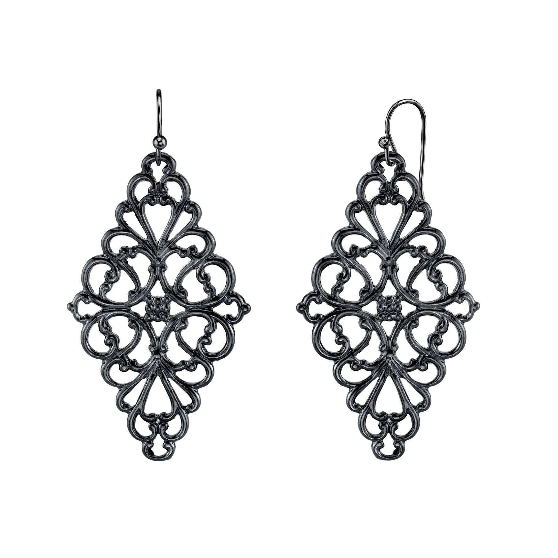 1928 Jewelry Filigree Diamond Drop Earrings 1928 Jewelry