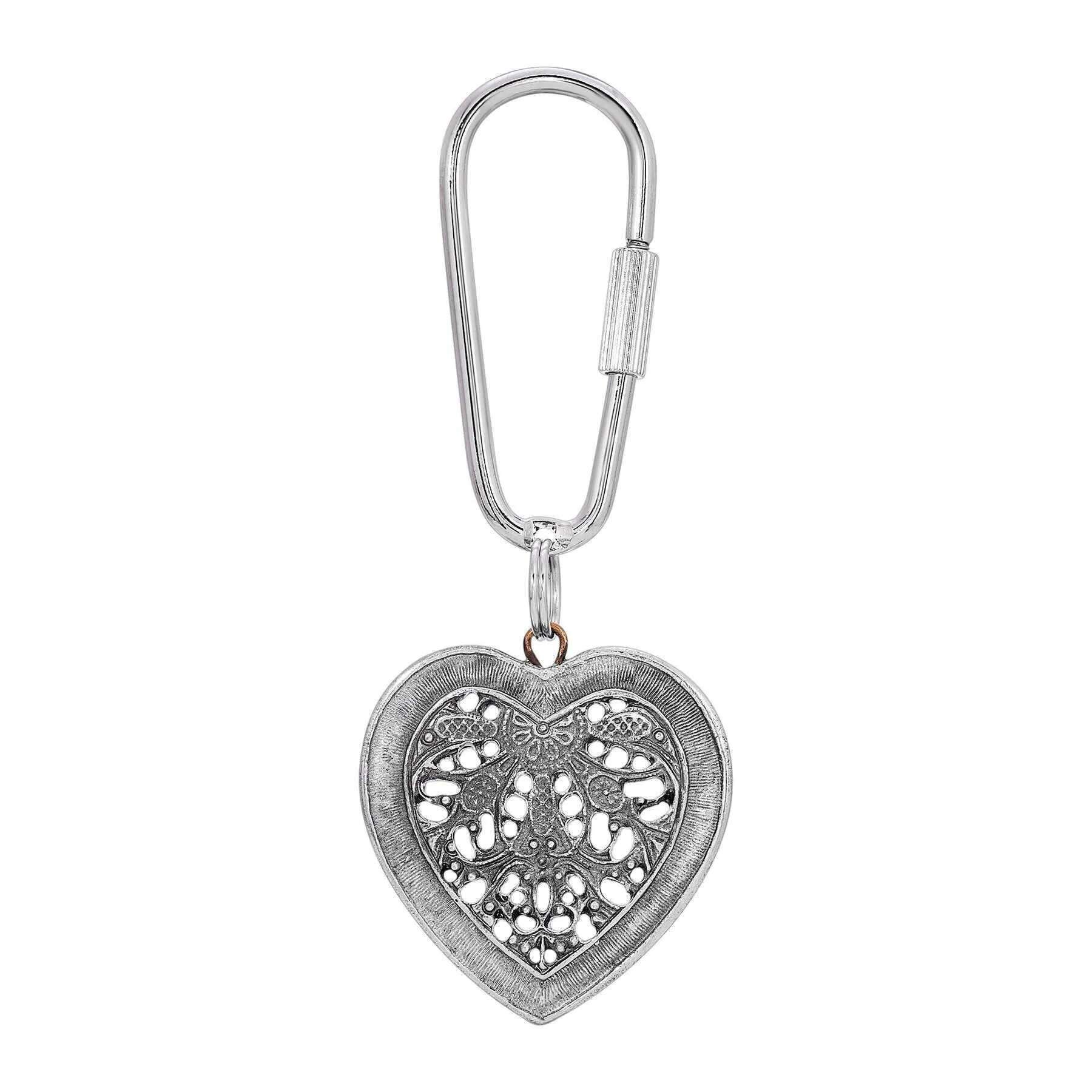 1928 Jewelry Filigree Heart Carabiner Key Chain 1928 Jewelry