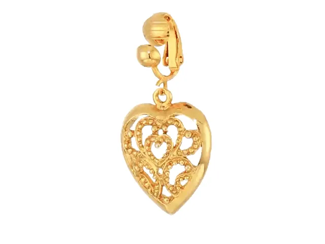 1928 Jewelry Filigree Heart Clip On Drop Earrings 1928 Jewelry