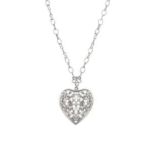 1928 Jewelry Filigree Heart Pendant Necklace 16"   3" Extender 1928 Jewelry