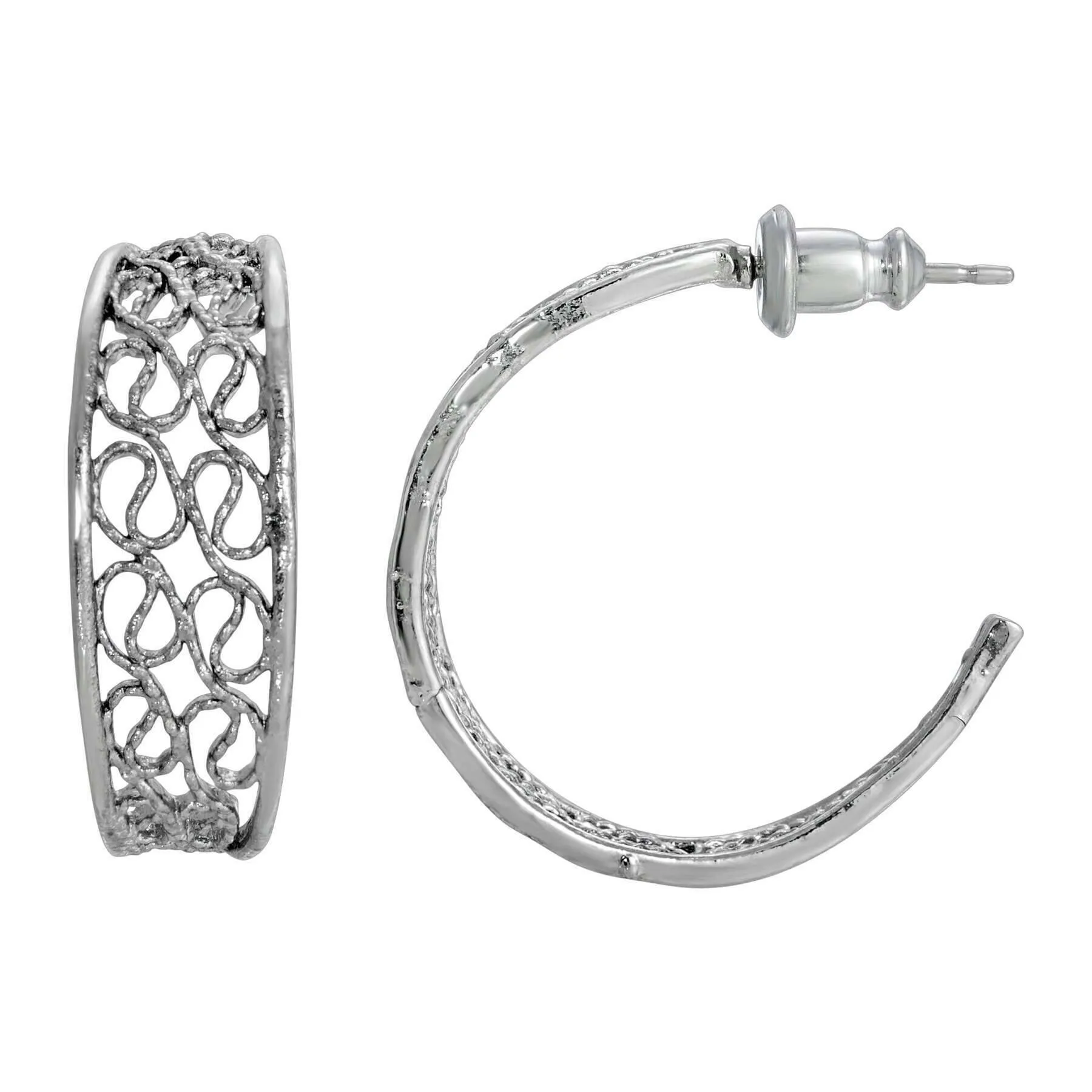 1928 Jewelry Filigree Ice Hoop Earrings 1928 Jewelry