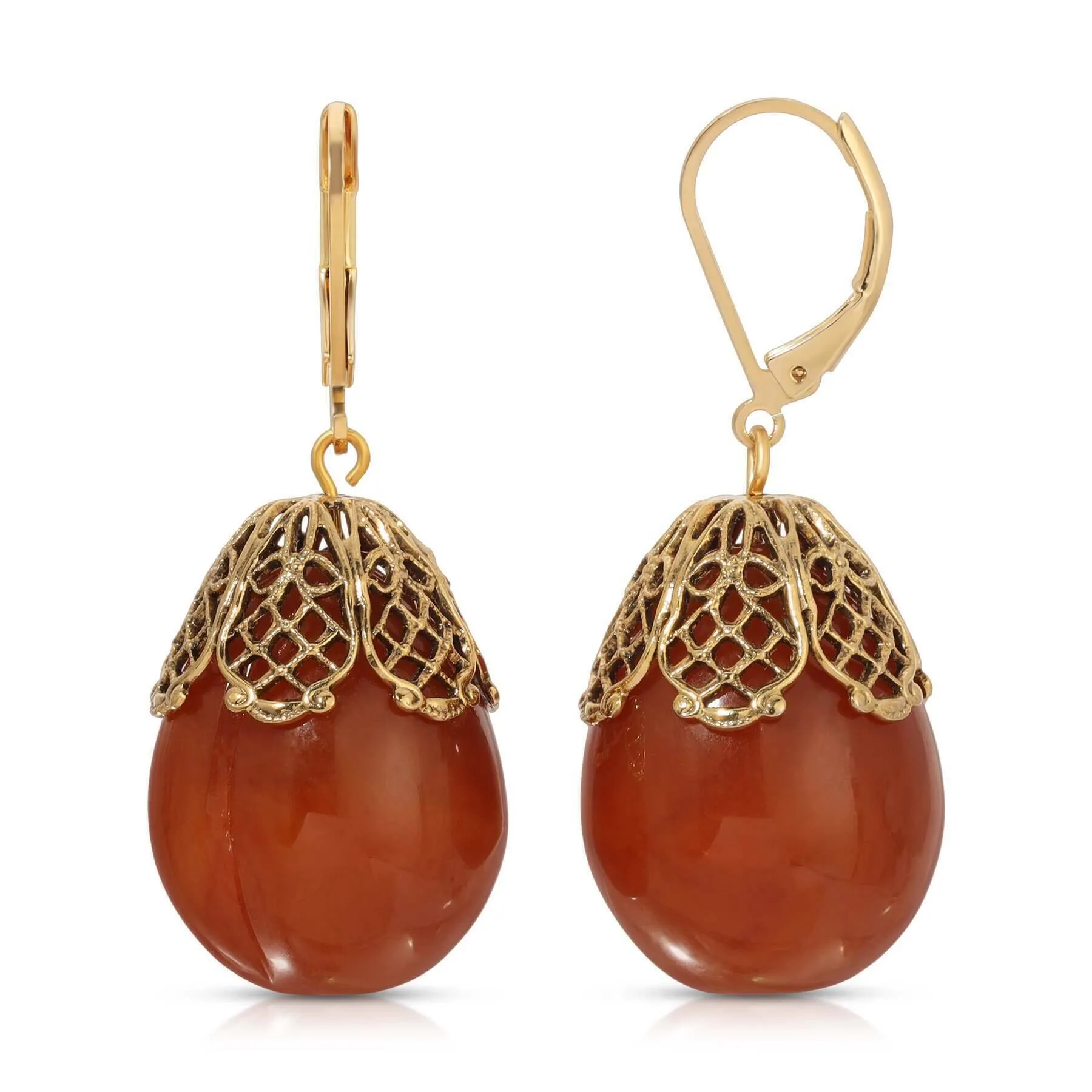 1928 Jewelry Filigree Pear Shaped Drop Earrings 1928 Jewelry