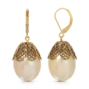 1928 Jewelry Filigree Pear Shaped Drop Earrings 1928 Jewelry