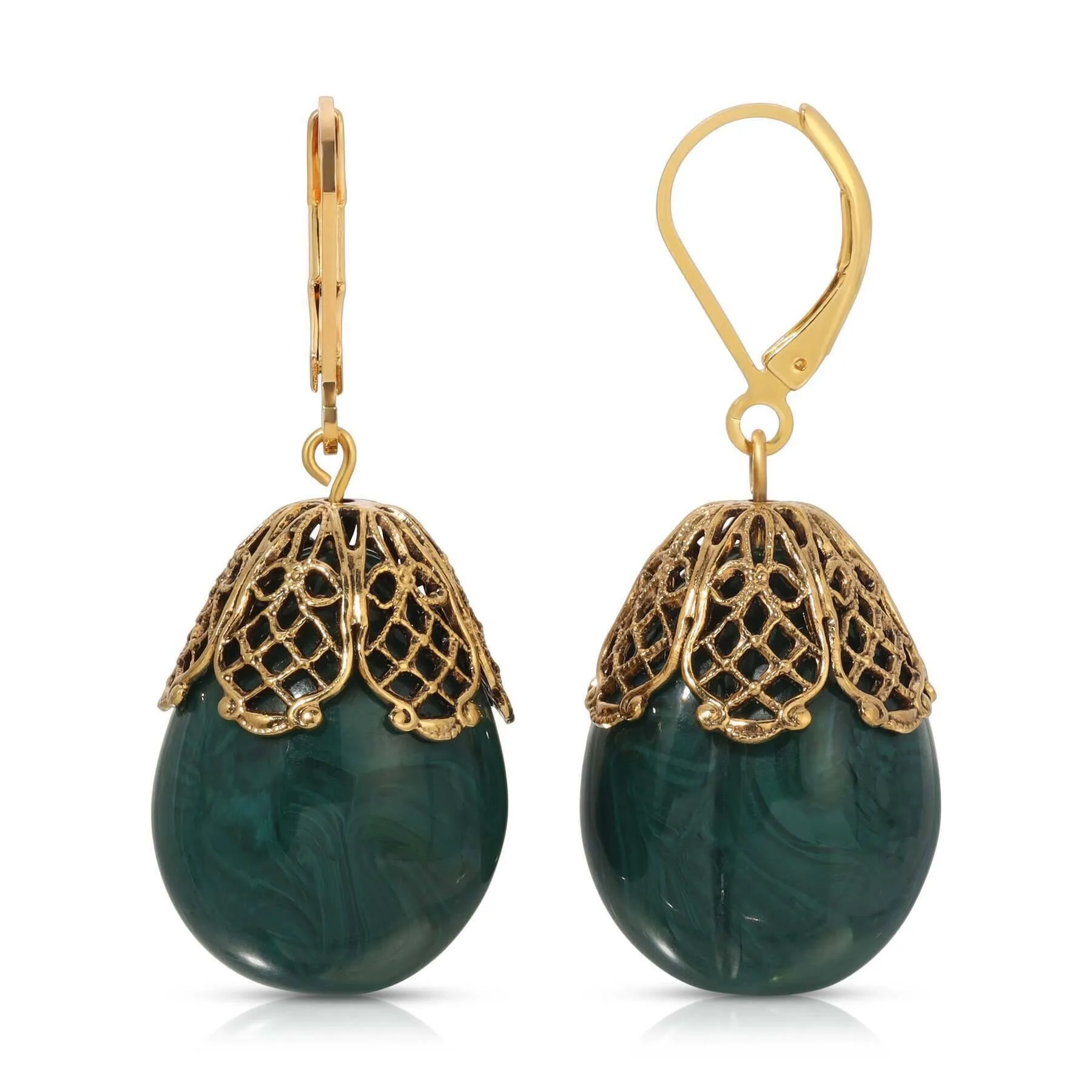 1928 Jewelry Filigree Pear Shaped Drop Earrings 1928 Jewelry