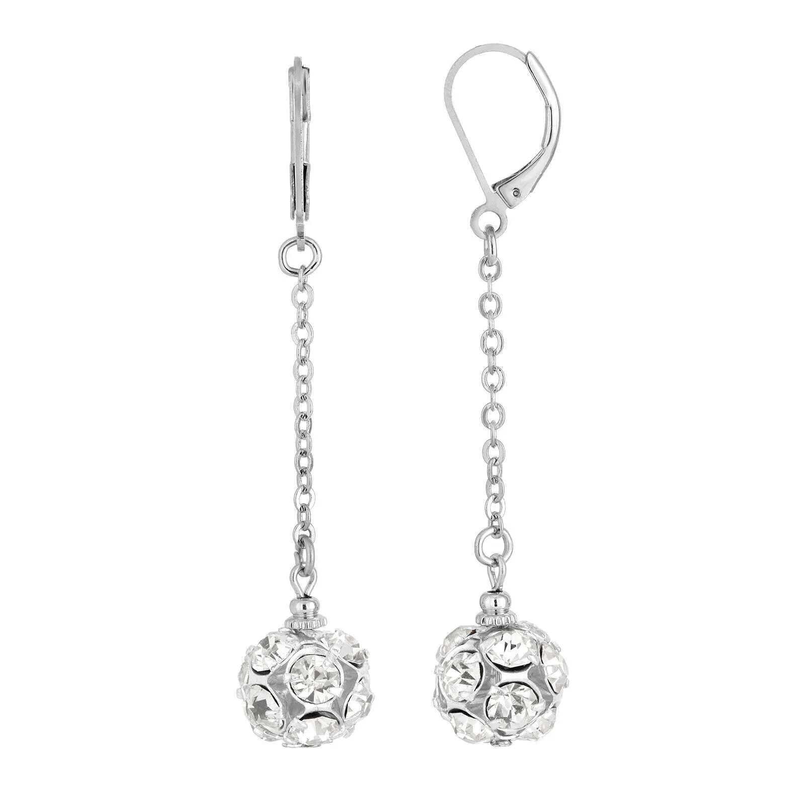 1928 Jewelry Fireball Clear Crystal Linear Drop Earrings 1928 Jewelry