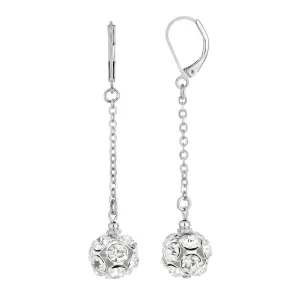 1928 Jewelry Fireball Clear Crystal Linear Drop Earrings 1928 Jewelry