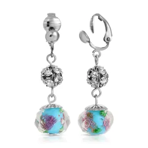 1928 Jewelry Fireball Crystals Pink Flower Bead Drop Clip On Earrings 1928 Jewelry