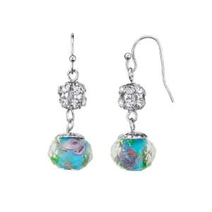 1928 Jewelry Fireball Crystals Pink Flower Bead Drop Wire Earrings 1928 Jewelry