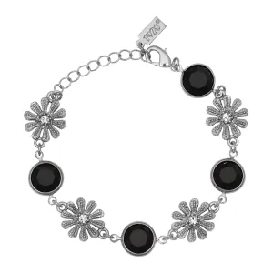 1928 Jewelry Fleawort Flower Crystal & Round Black Austrian Channel Crystal Flower Bracelet 1928 Jewelry