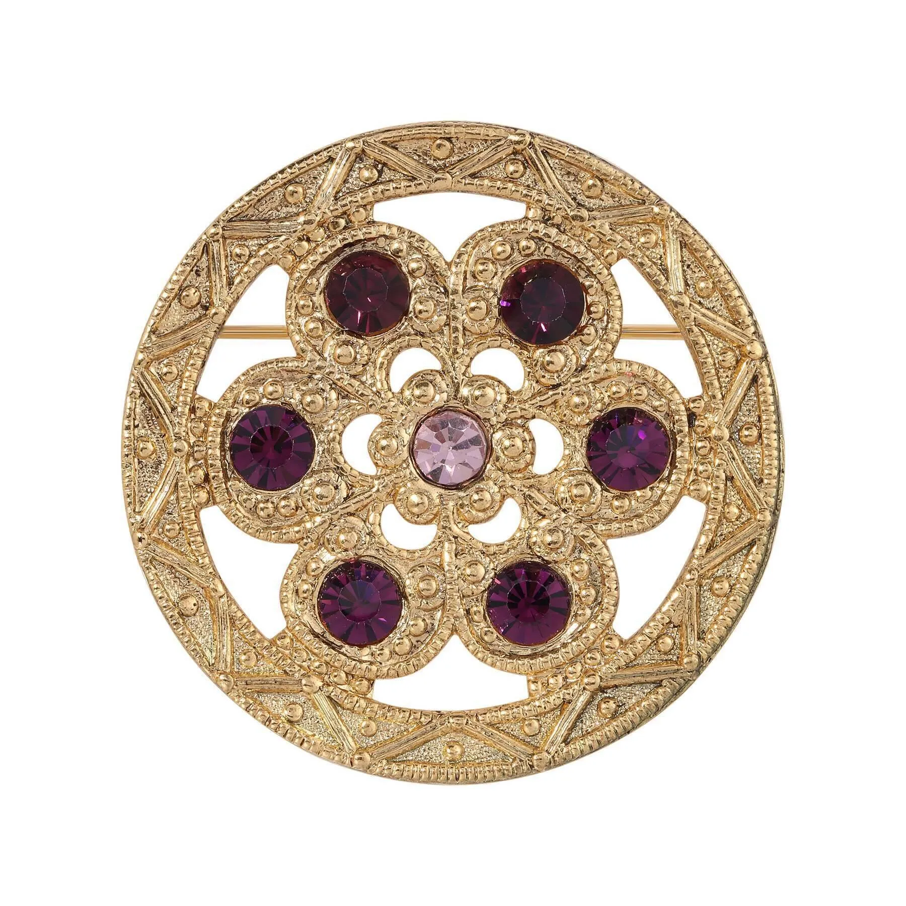 1928 Jewelry Fleur Royale Purple Amethyst Crystal Pin 1928 Jewelry