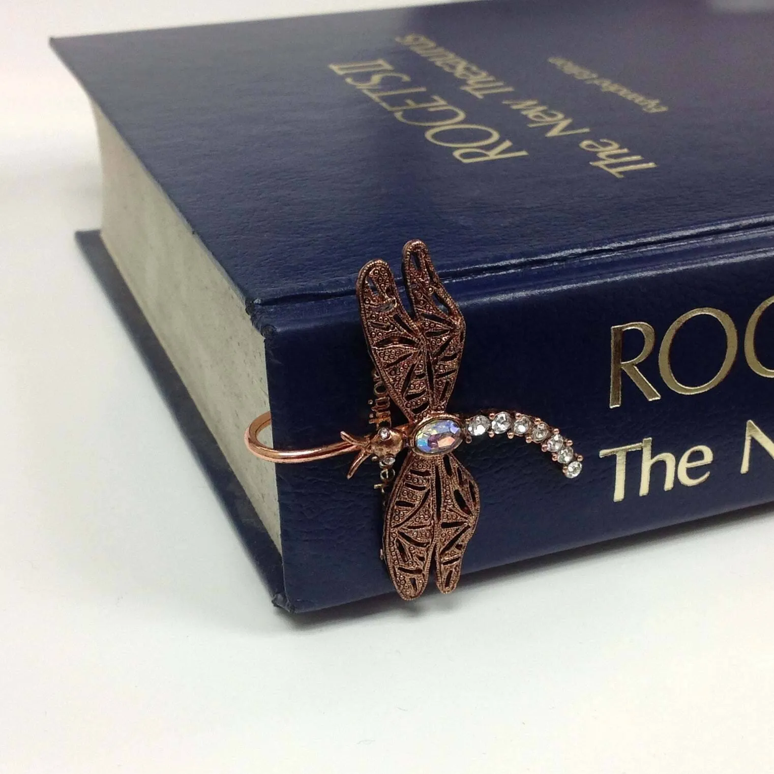 1928 Jewelry Floating Rhinestone & Crystal Dragonfly Bookmark 1928 Jewelry