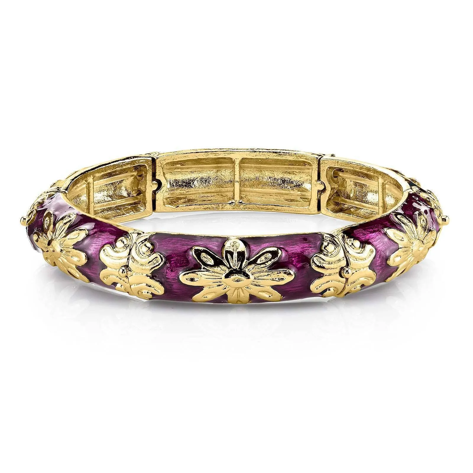 1928 Jewelry Floral Enamel Stretch Bracelet 1928 Jewelry