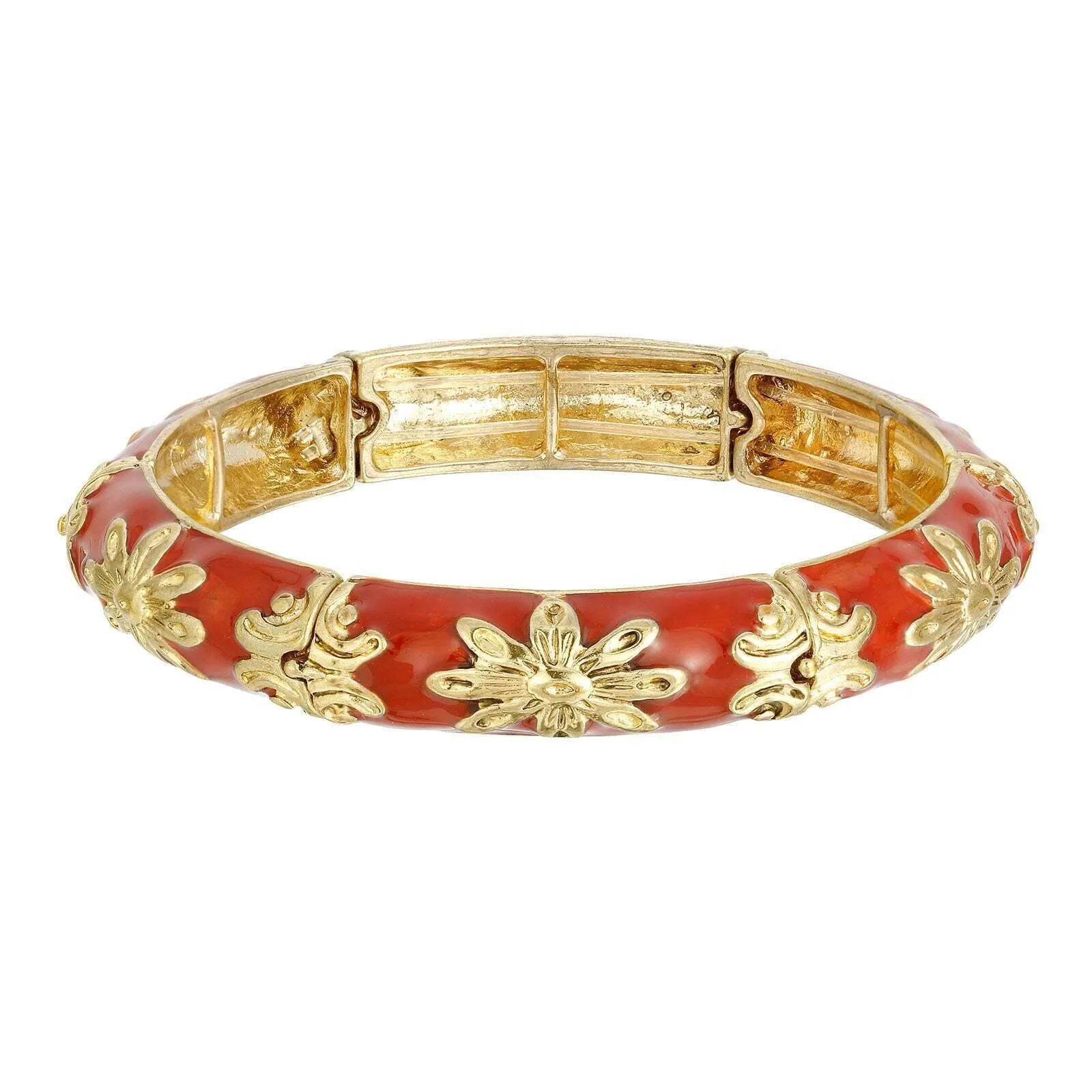 1928 Jewelry Floral Enamel Stretch Bracelet 1928 Jewelry