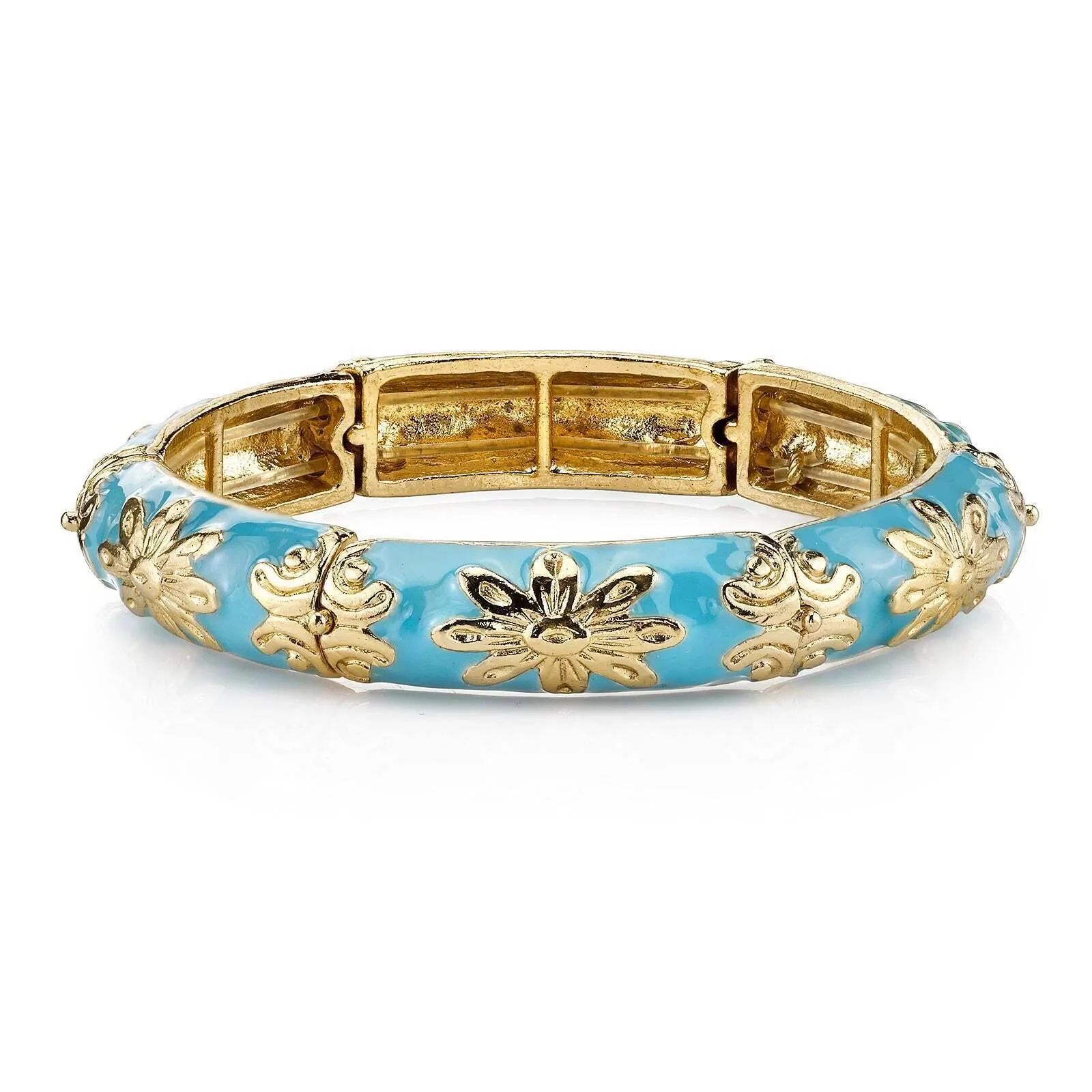 1928 Jewelry Floral Enamel Stretch Bracelet 1928 Jewelry